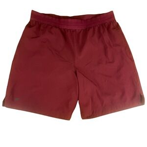 Fabletics Mens Burgundy Athletic Training Shorts Maroon Size Small Laser Cut 7in